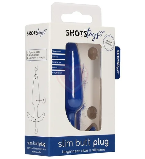 Анальная пробка для ношения Slim Butt Plug синяя фото 3