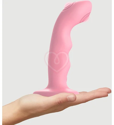 Вибратор с пульсирующей головкой Strap-On-Me Tapping Dildo Wave M розовый фото 6