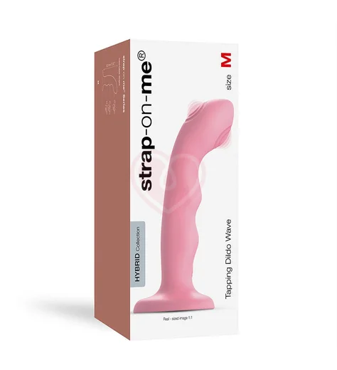 Вибратор с пульсирующей головкой Strap-On-Me Tapping Dildo Wave M розовый фото 15