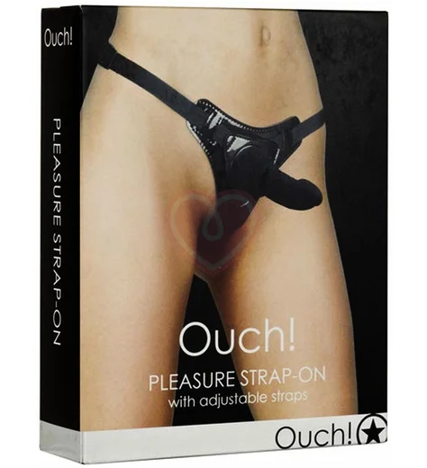 Регулирующийся страпон с реалистичной насадкой Ouch! Pleasure Strap-On чёрный фото 2