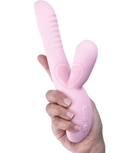 Вибратор-кролик с вакуумно-волновой стимуляцией клитора Selove Caress розовый фото 2