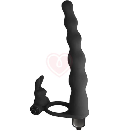 Вибронасадка для двойного проникновения со стимуляцией клитора Pure Passion Bunny 17 см чёрная фото 3