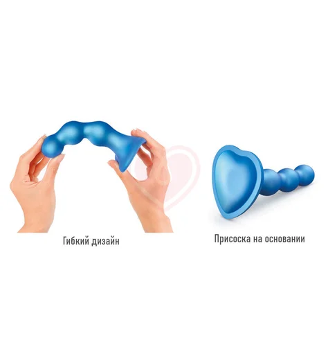 Рельефный фаллоимитатор Strap-On-Me Dildo Plug Balls размер L 15 см голубой фото 4
