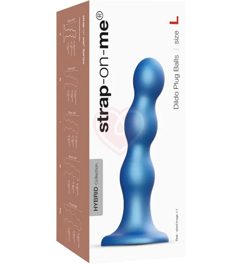 Рельефный фаллоимитатор Strap-On-Me Dildo Plug Balls размер L 15 см голубой фото 5