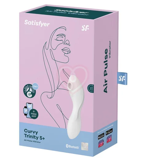 Вибратор с вакуумной стимуляцией Satisfyer Curvy Trinity 5+ и приложением белый фото 6