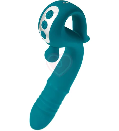 Вибратор-кролик с функцией поступательных движений Jos Mija зелёный фото 5