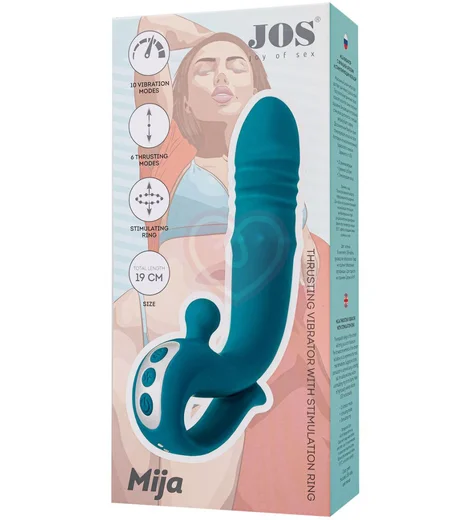 Вибратор-кролик с функцией поступательных движений Jos Mija зелёный фото 8