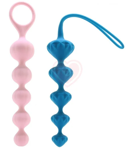 Набор из 2 анальных цепочек Satisfyer Beads голубая и розовая фото 2