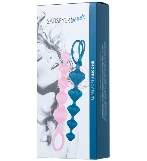 Набор из 2 анальных цепочек Satisfyer Beads голубая и розовая фото 5