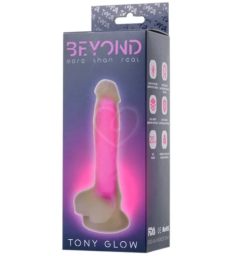 Светящийся в темноте розовым фаллоимитатор Beyond Tony Glow 14,5 см фото 2
