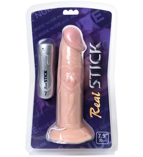 Вибратор на присоске с пультом RealStick Nude телесный фото 9