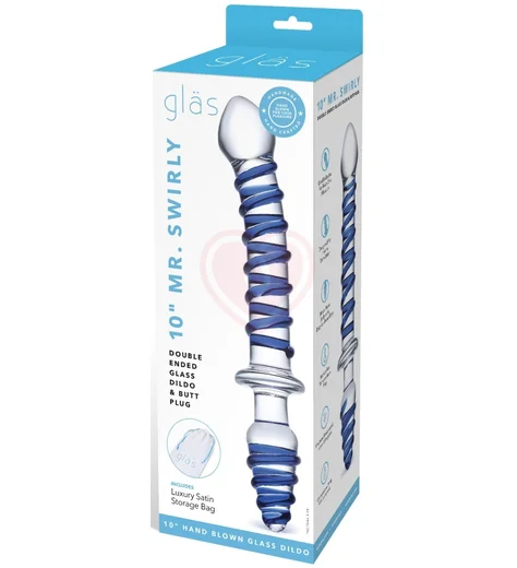 Двухсторонний фаллоимитатор с анальной пробкой Glas Mr. Swirly Dildo & Butt фото 2