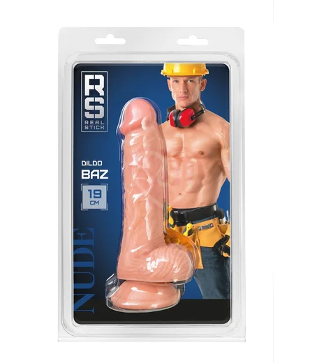 Реалистичный фаллоимитатор на присоске и с мошонкой RealStick Nude Baz телесный фото 3