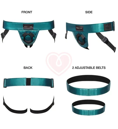 Пояс для страпона Strap-On-Me Curious Harness One Size зеленый металлик фото 7