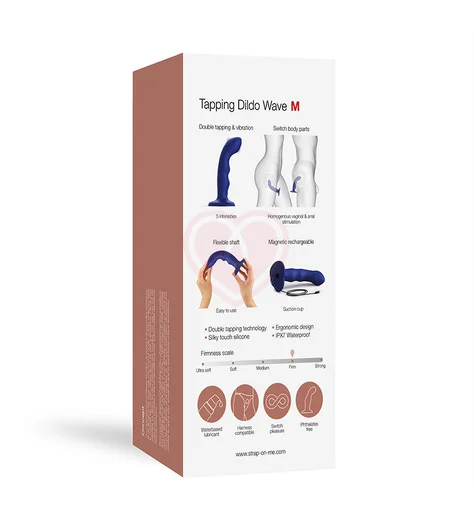 Вибратор с пульсирующей головкой Strap-On-Me Tapping Dildo Wave M синий фото 16