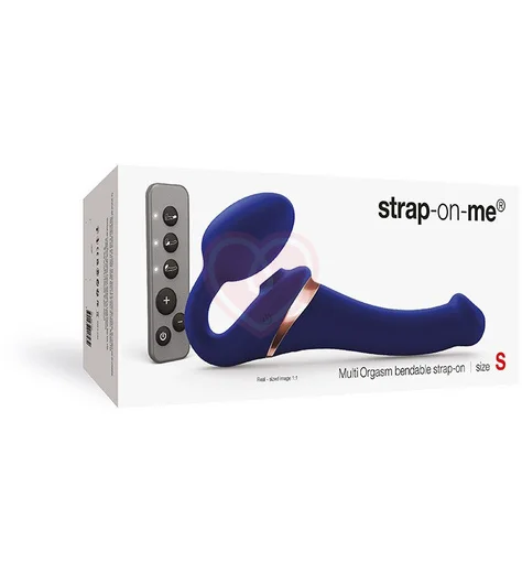 Безремневой страпон с вакуумной стимуляцией и пультом Strap-on-me Multi Orgasm S синий фото 4