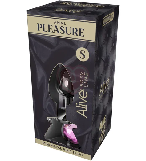 Анальная пробка Alive Mini Metal Butt Plug S с розовым кристаллом фото 2