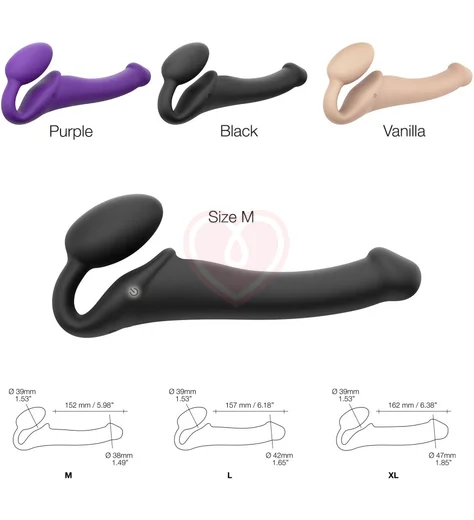 Безремневой страпон с вибрацией и пультом управления Strap-on-me M чёрный фото 2