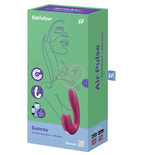 Гибкий вибратор с вакуумным стимулятором и приложением Satisfyer Sunray бордовый фото 2
