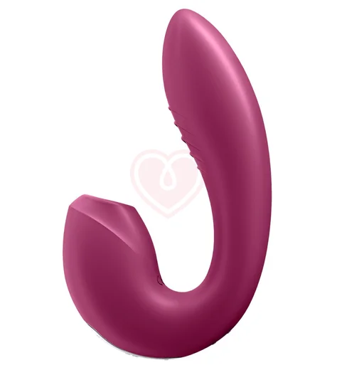 Гибкий вибратор с вакуумным стимулятором и приложением Satisfyer Sunray бордовый фото 5