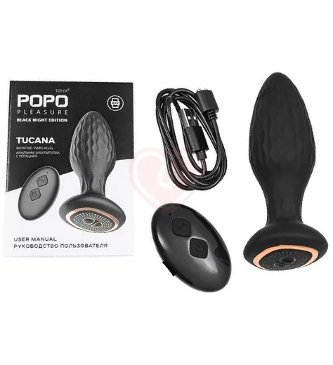 Анальная пробка с ротацией и пультом Popo Pleasure Tucana чёрная фото 8