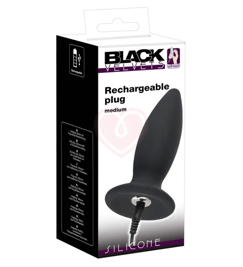 Анальная вибропробка Black Velvets Recharge Plug размер M чёрная фото 4