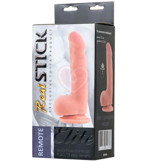 Реалистичный вибратор на присоске с пультом RealStick Elite Vibro 18 см телесный фото 8
