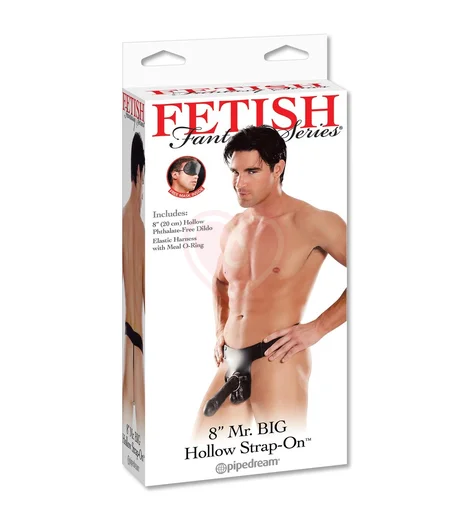 Фаллопротез с кольцом Pipedream Mr. Big Hollow Strap-on 20 см чёрный фото 3