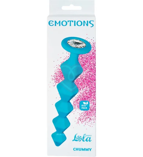 Анальная цепочка с кристаллом Emotions Chummy бирюзовая фото 4