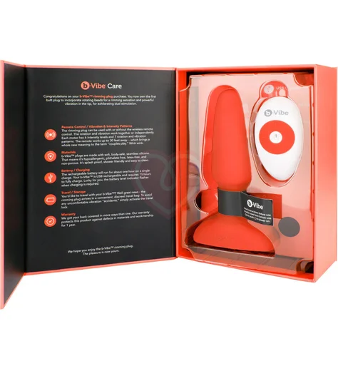 Анальная вибропробка с ротацией b-Vibe Rimming 2 оранжевая фото 5