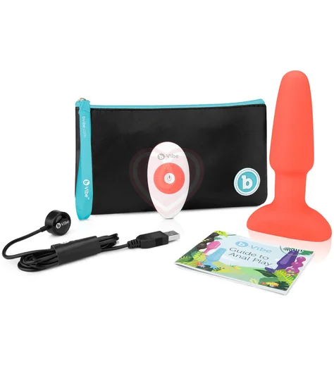 Анальная вибропробка с ротацией b-Vibe Rimming 2 оранжевая фото 6