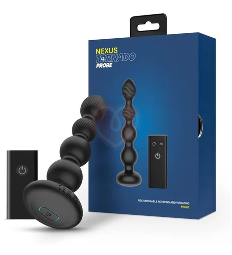 Анальная вращающаяся виброёлочка Nexus Tornado Beaded Probe чёрная фото 3