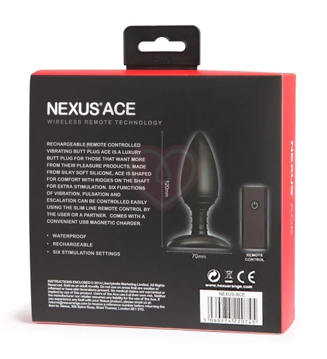 Анальная пробка с дистанционным пультом Nexus Ace Butt Plug M чёрная фото 2