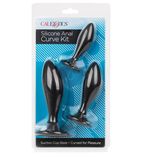Набор Silicone Anal Curve Kit из 3 анальных пробок с изгибом фото 3