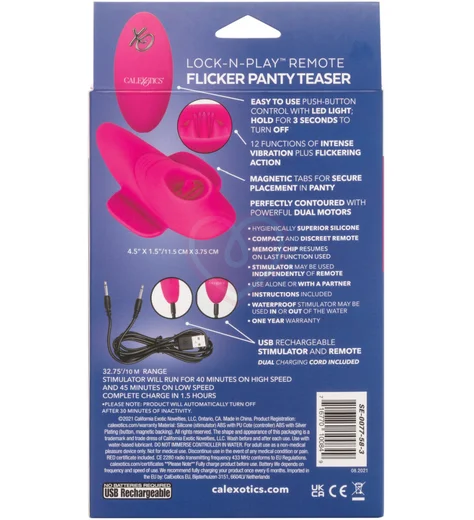 Стимулятор клитора с язычком и вибрацией Lock-N-Play Flicker Panty Teaser с пультом розовый фото 2