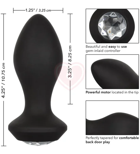 Анальная пробка с кристаллом и вибрацией Power Gem Vibrating Crystal Probe черная фото 4