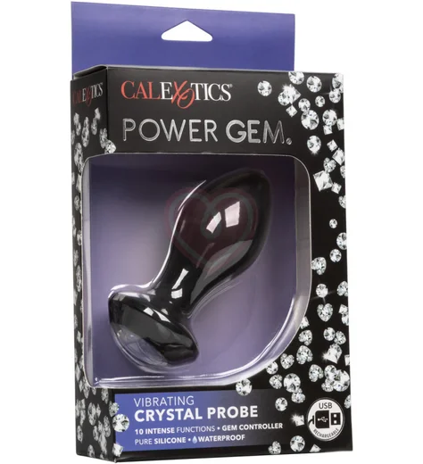 Анальная пробка с кристаллом и вибрацией Power Gem Vibrating Crystal Probe черная фото 6