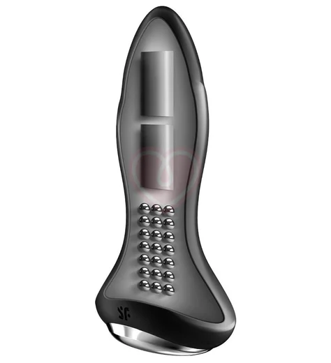 Вытянутая вибропробка с ротацией и приложением Satisfyer Rotator Plug 1+ чёрная фото 2