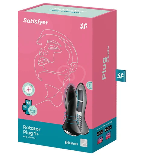 Вытянутая вибропробка с ротацией и приложением Satisfyer Rotator Plug 1+ чёрная фото 5