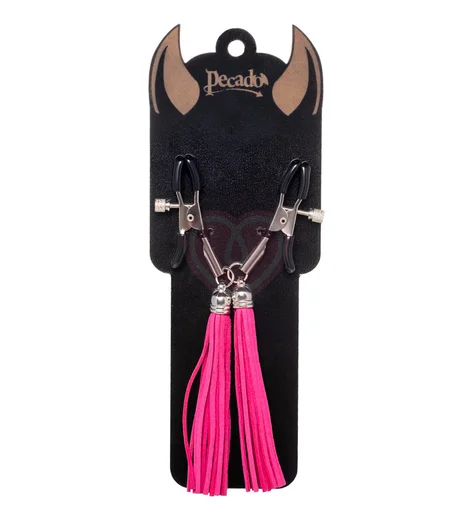 Зажимы на соски с замшевыми кисточками Pecado BDSM фуксия фото 2