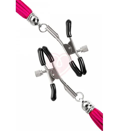 Зажимы на соски с замшевыми кисточками Pecado BDSM фуксия фото 4