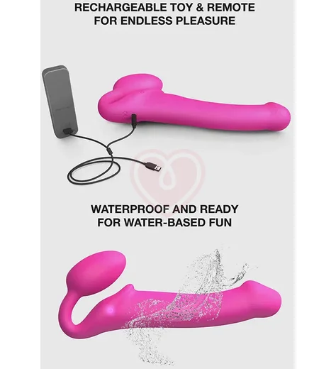 Безремневой страпон с вибрацией и пультом управления Strap-on-me L розовый фото 8