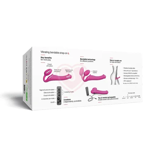 Безремневой страпон с вибрацией и пультом управления Strap-on-me L розовый фото 10