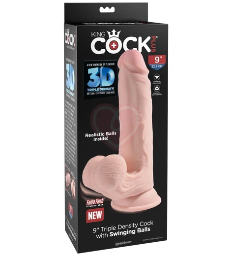 Фаллоимитатор с увеличенной мошонкой King Cock Plus 9 Triple Density 26 см фото 4