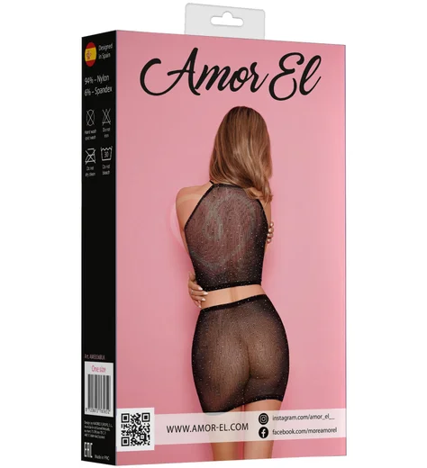 Комплект Amor El из топа и юбки со стразами чёрный фото 4