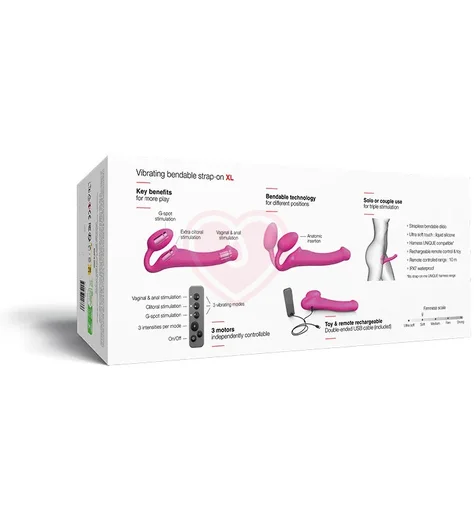 Безремневой страпон с вибрацией и пультом управления Strap-on-me XL розовый фото 10