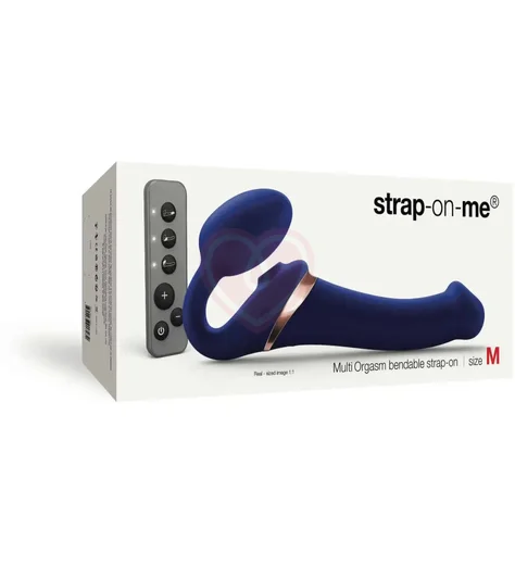 Безремневой страпон с вакуумной стимуляцией и пультом Strap-on-me Multi Orgasm M синий фото 8