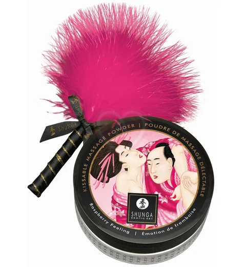 Массажная пудра с перышком Shunga Kissable Massage Powder Малиновое чувство фото 2