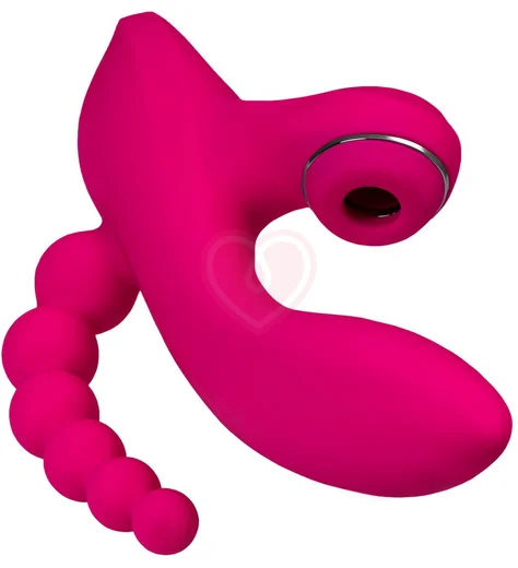 Вибратор-кролик с анальной ёлочкой Jos Tripling розовый фото 4