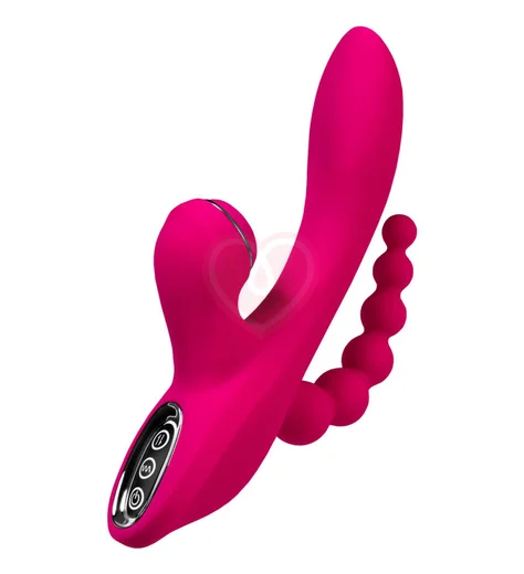 Вибратор-кролик с анальной ёлочкой Jos Tripling розовый фото 5